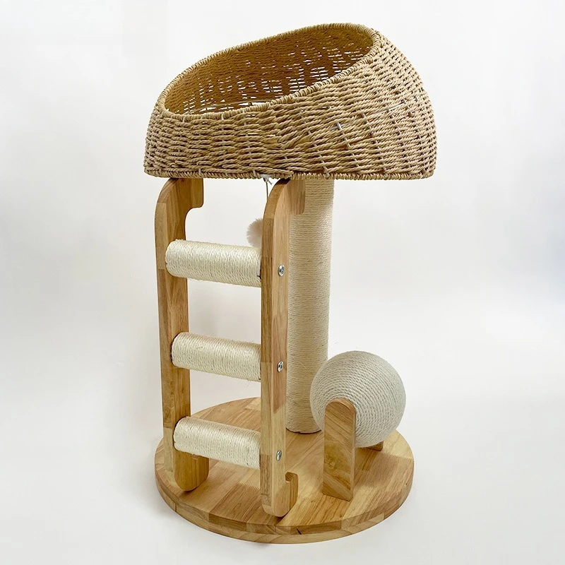 

Solid wood cat climbing frame cat nest cat tree integrated small climbing frame sisal scratching column