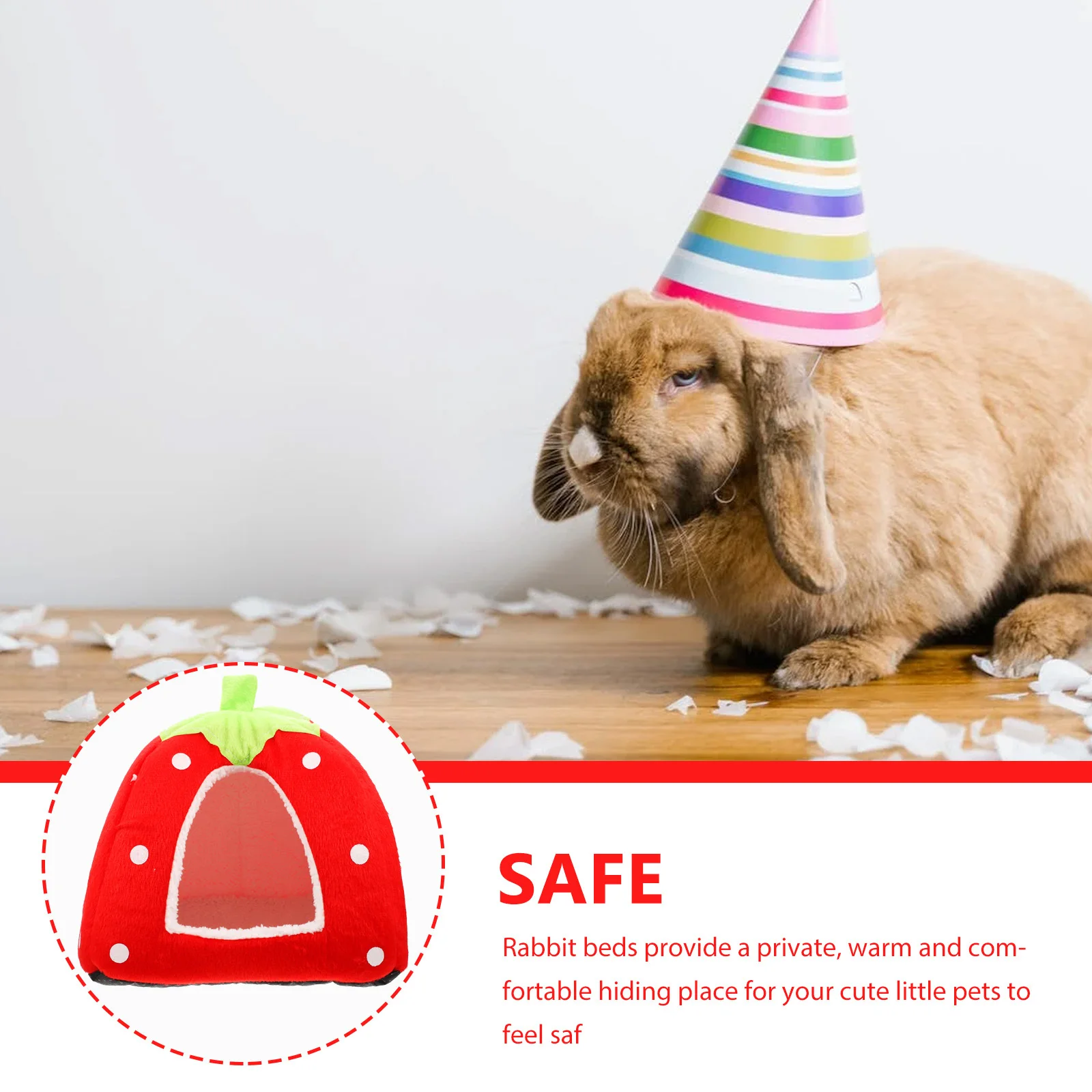 

Strawberry Nest Tent For Rabbit Warm Hideout Durable Cloth Pet Small Animal Play Sleep Shelter Cage Accessory