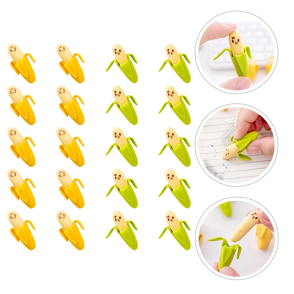 

40 Pcs Eraser Adorable Banana Erasers Kids Toy Food Kindergarten Gift Small Pencil Student Mini