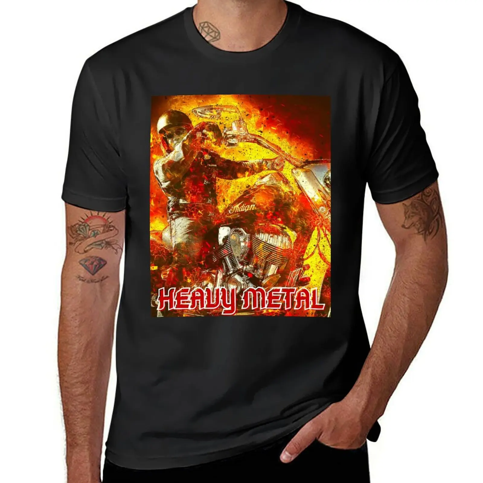 

Flaming Indian T-Shirt heavyweights Aesthetic clothing cute tops summer tops men clothings