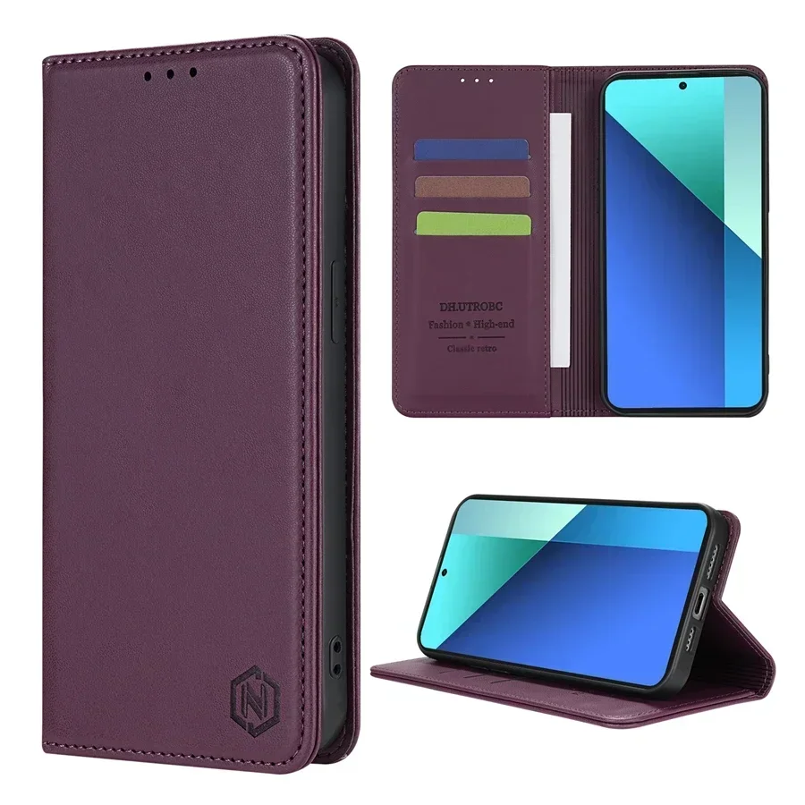 Brieftaschen-Lederhülle mit Kartenfach, Ständer und Magnetverschluss für Xiaomi 17T 15T Poco X8 Pro C85 M8 Pro 5G Redmi 17C 15 15C Note 15 Pro+