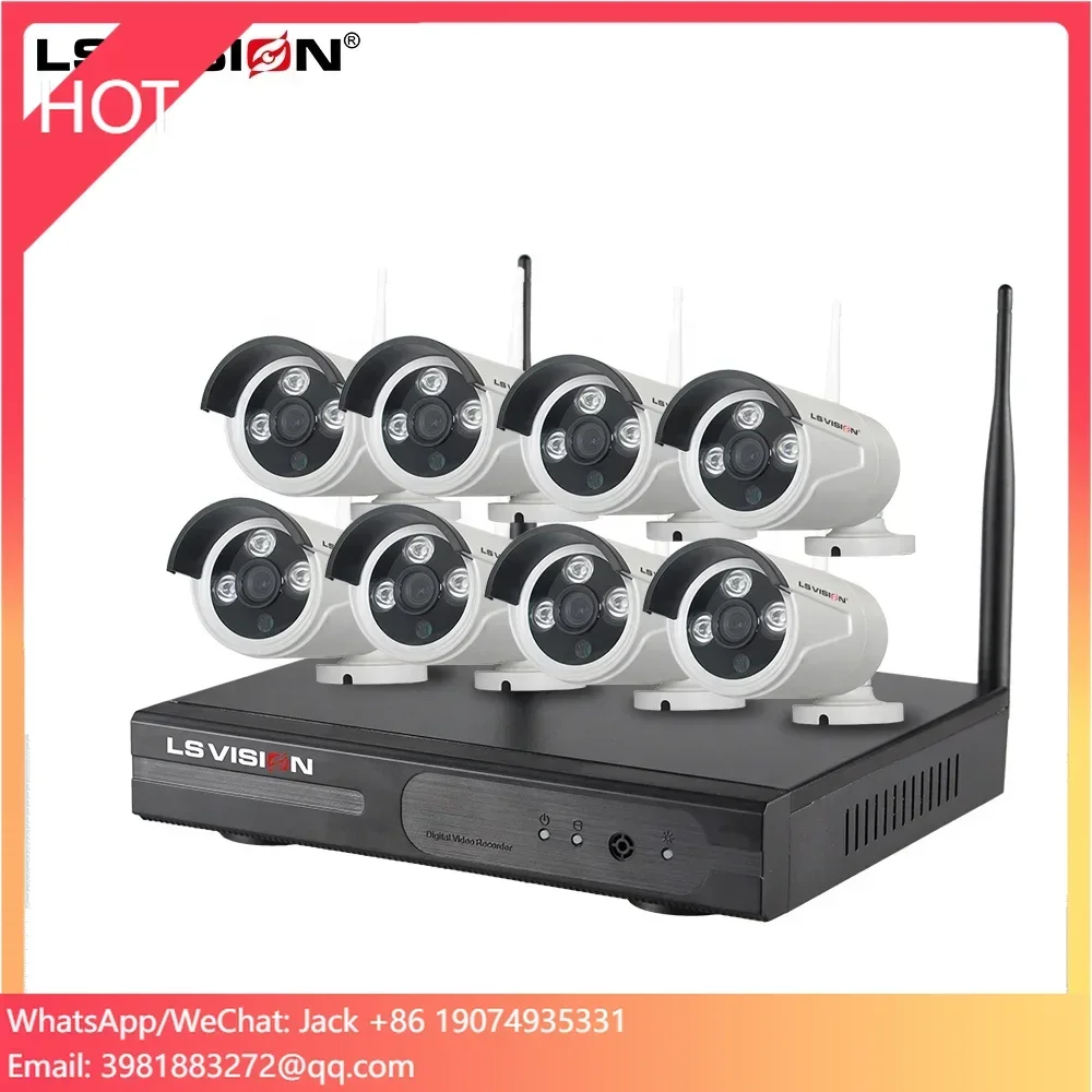 

Hot Selling 1080P P2P Office Security 8 Channel Cordless Wireless Wifi NVR Kit CCTV Camera System
