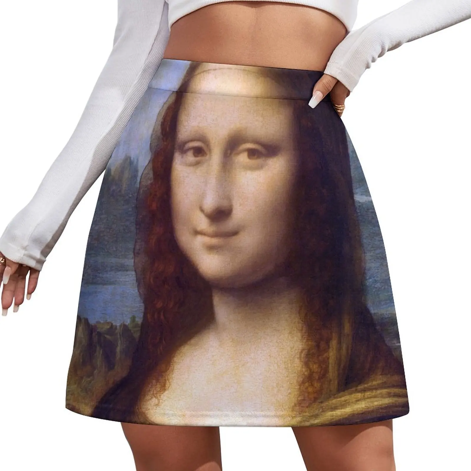 

Mona Lisa by Leonardo da Vinci Digitally Restored Colors Mini Skirt fairy grunge Skirt satin Mini Skirt