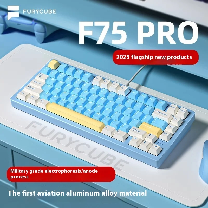 Furycube F75pro Mechanical Keyboard 3modes Dbl Structure Translucent Keycap Hot Swap Argb Aluminium Alloy Keyboard Pc Customized