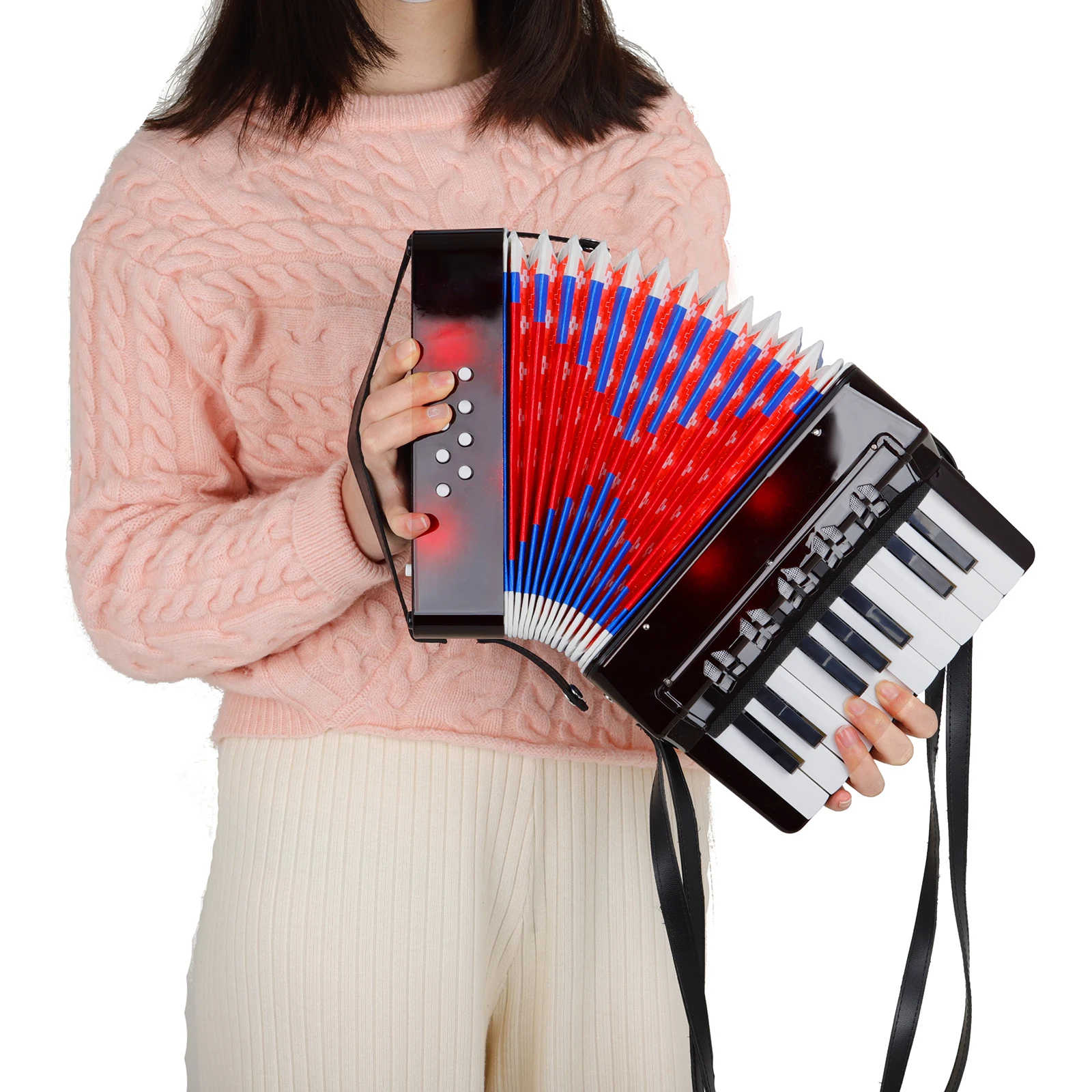 IRIN 17 Keys 8 Bass Accordion 104 Accordion Piano Keyboard Rhythm Training Keyboard Muaical Instrument Gifts for Learning