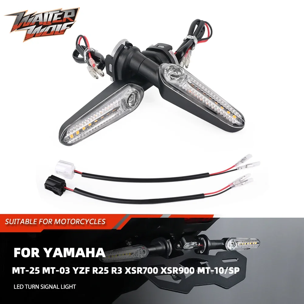 

Motorycle LED Turn Signal Lights For Yamaha MT-25 MT-03 XSR700 XSR900 MT-10/SP Indicator Sequential Flasher Wire Plug Adapters