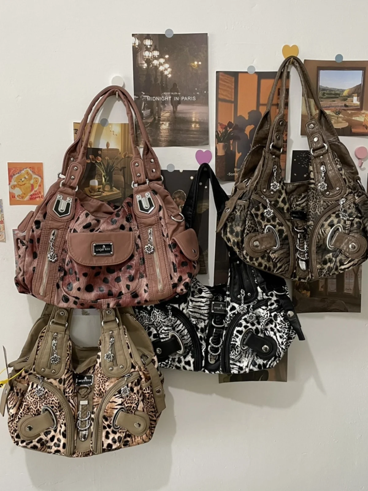 

Angel Y2K Millennium Spicy Girl Vintage Subculture Street Leopard Print Single oulder Slant Cross Bag Briti Sle Motorcy...