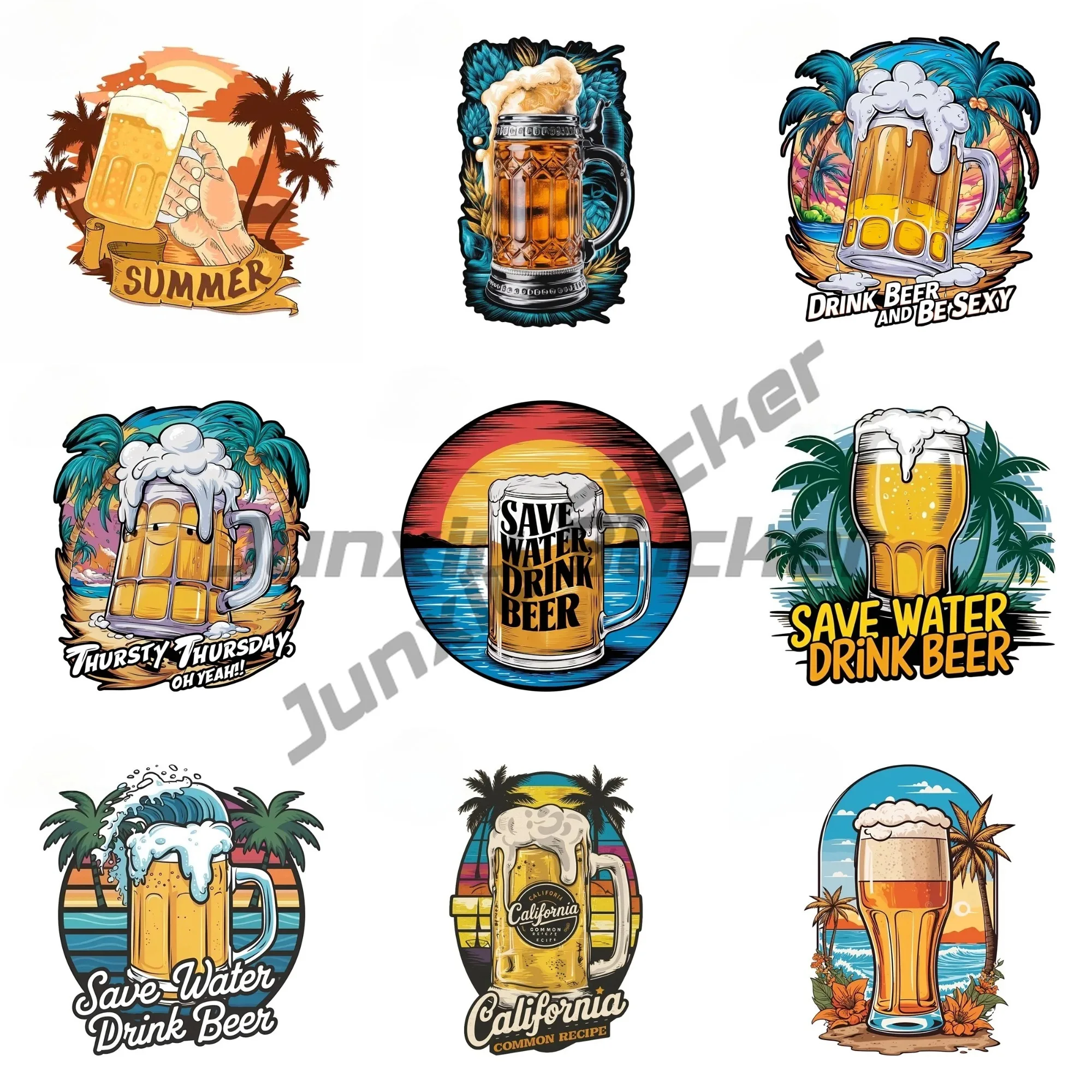 

For Summer Beer Party Refrigerator Car Stickers Car Door Protector Decal Vinyl Material Bumper Decor