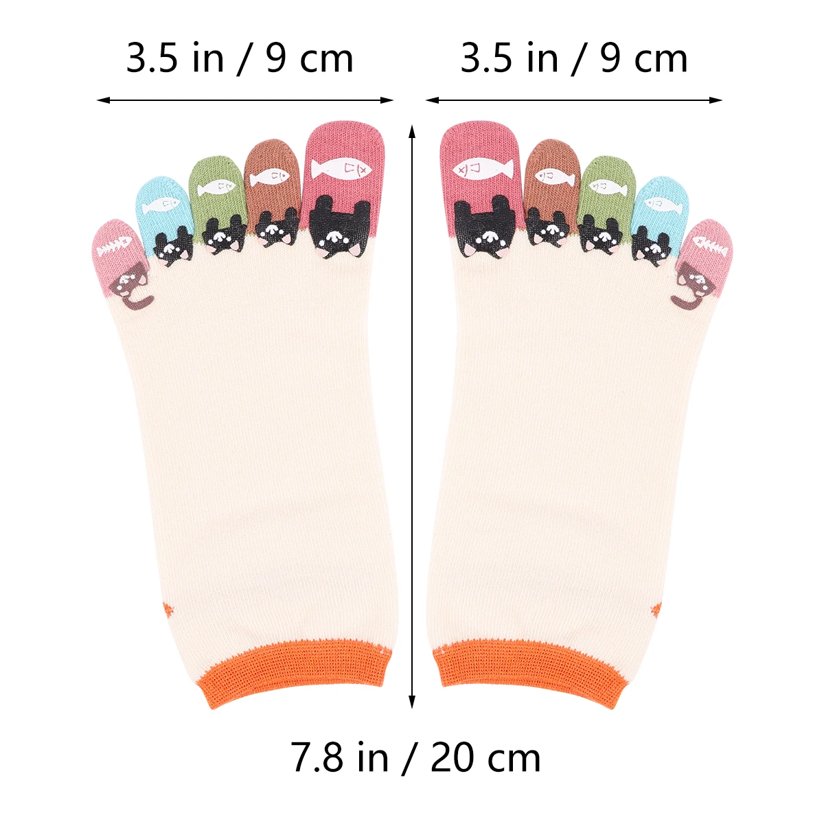 

Five Toes Socks Cotton Toe Separating Cat Print Tube Socks Women Girls Child Breathable Elastic Durable Thin Sock Gift Families