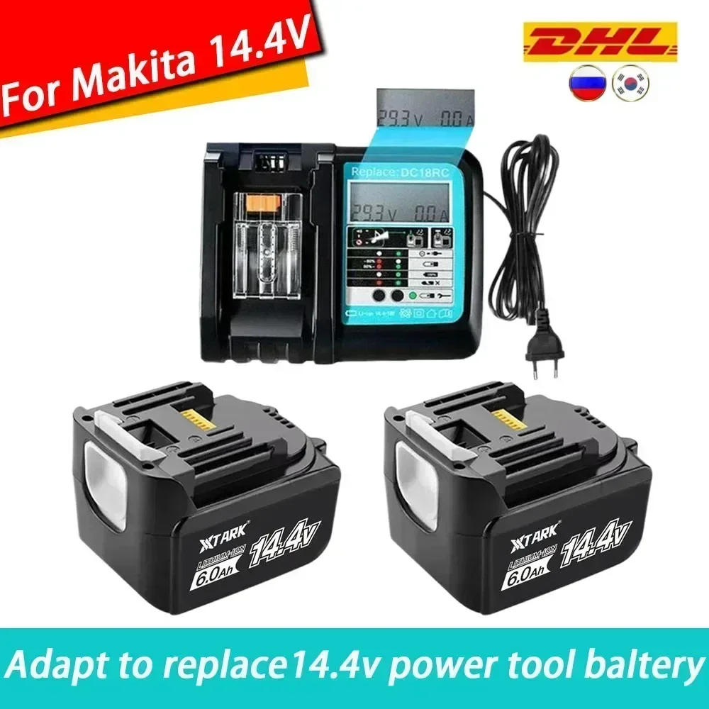 

WIth LED Charger BL1430 Rechargeable Battery 14.4V 6000mAh Lithium Ion for Makita 14v Battery 6Ah BL1440 LXT200 BDF340 TD131D