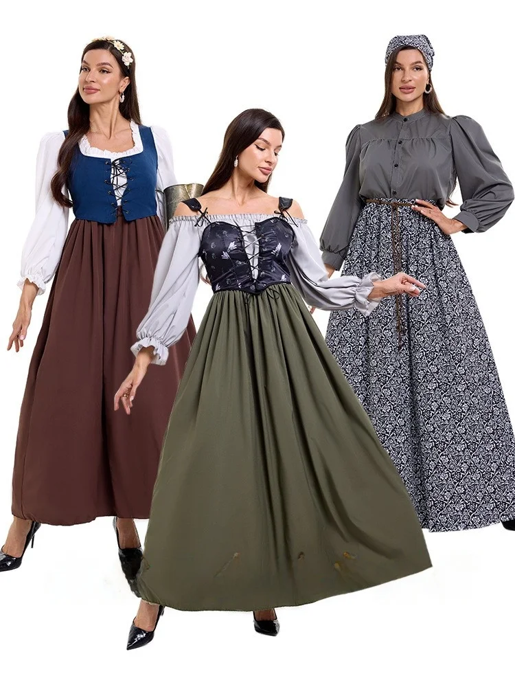 

Я ферма колониальный период средневековый двор ретро доктор COS сценический костюм на Хэллоуин женская этническая одежда сценический реквизит