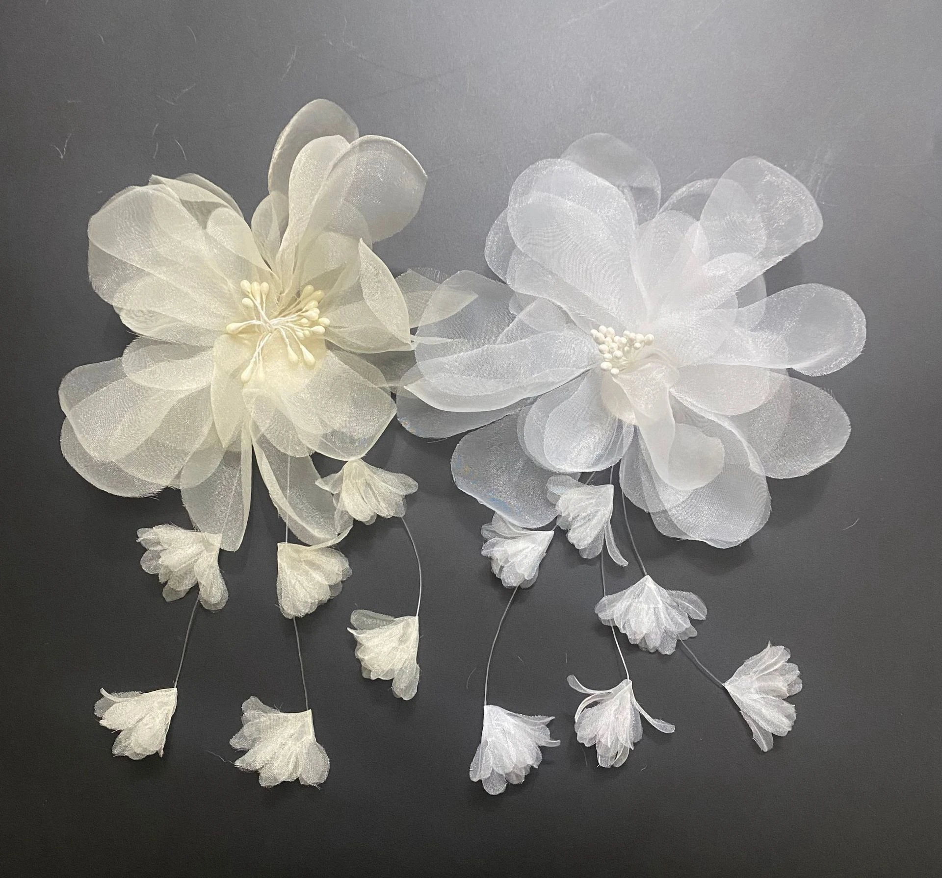 pizzo organza fai da te baffo fiore fatto a mano fiore moda abito da sposa per bambini accessori di abbigliamento fiori decorativi