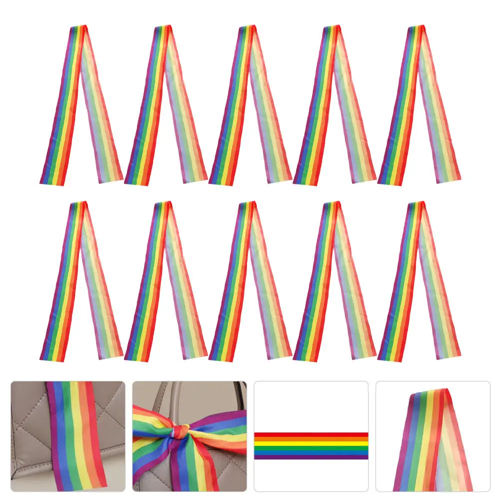 10Pcs Hair Ribbon Decorative Hair Bows Party Supplies Delicate Polyester Wrapping Ribbon Pride Gift Accessory