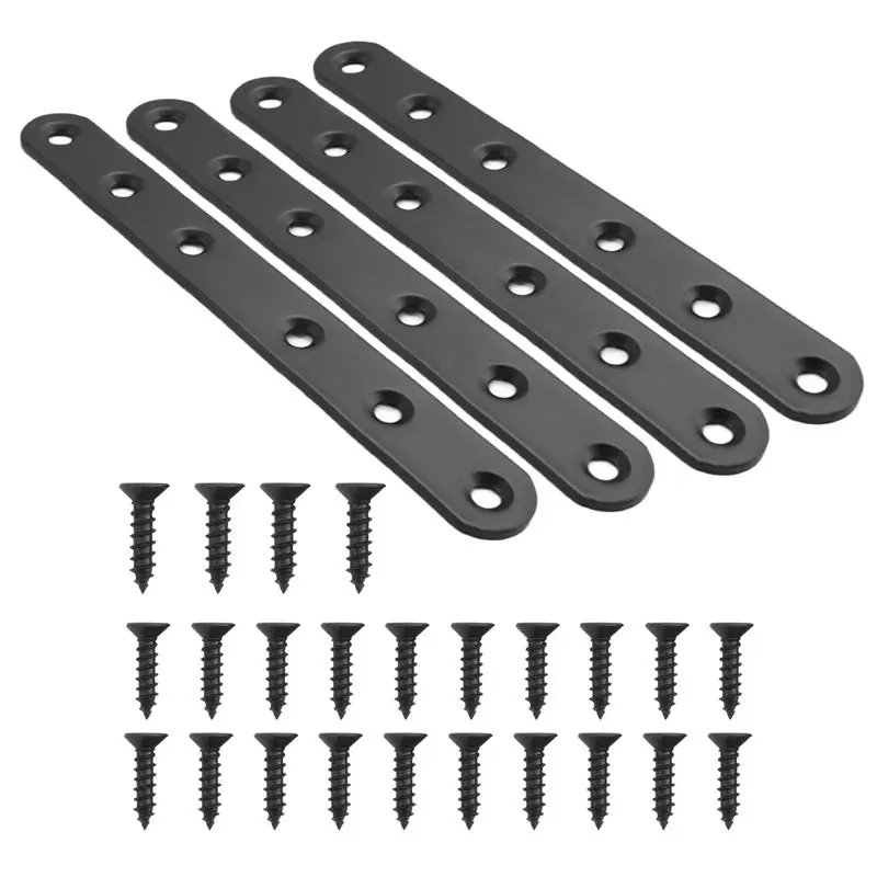 Happy Too.4 PCS Flat Straight Bracket Stainless Steel Mending Plate For Wood Metal Repair Joining Bracket For Furniture Wooden