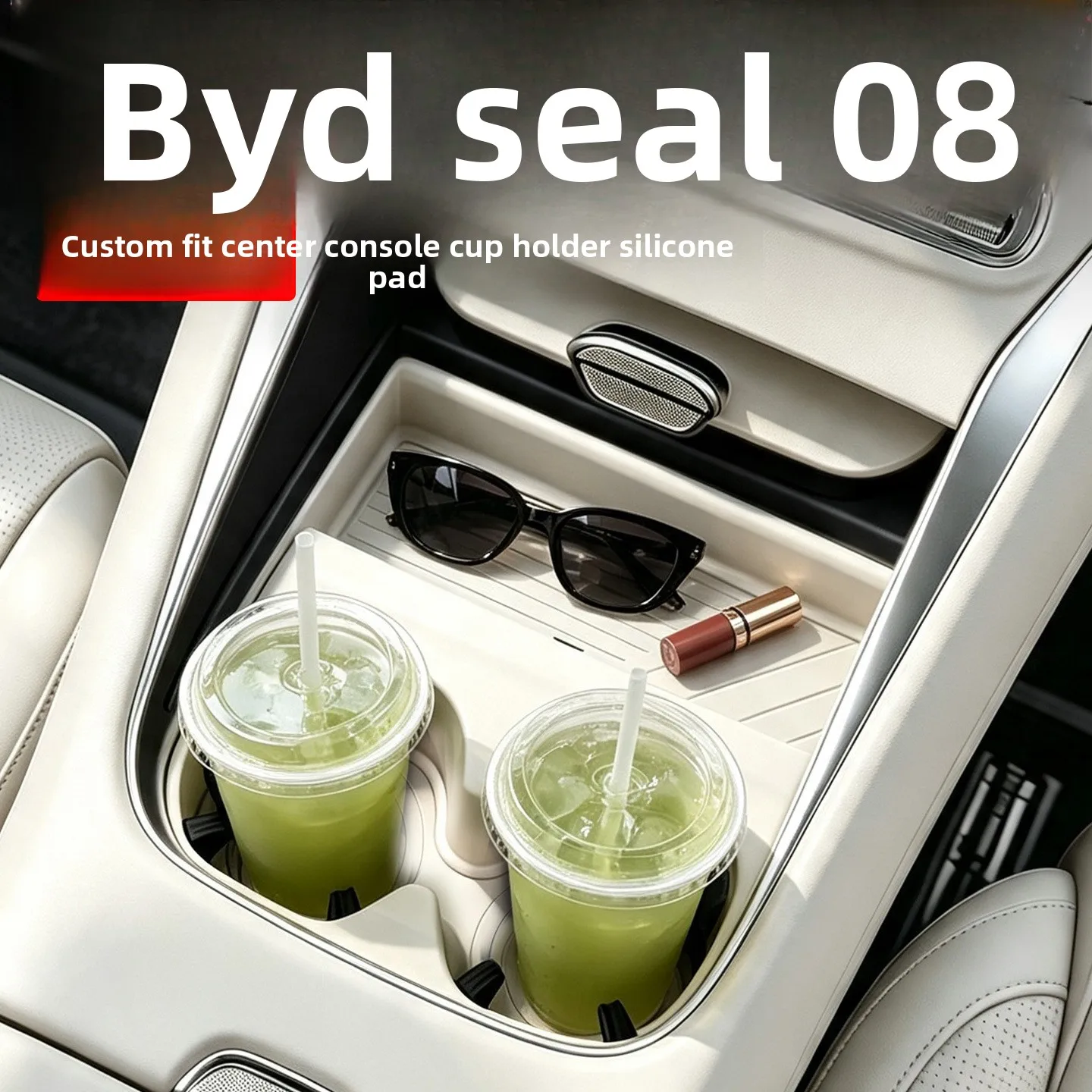 Silicone Cup Holder Insert for BYD Seal 08,Anti-Slip Noise Reduction Mat, Center Console Liner,Easy Clean Car Interior Accessory