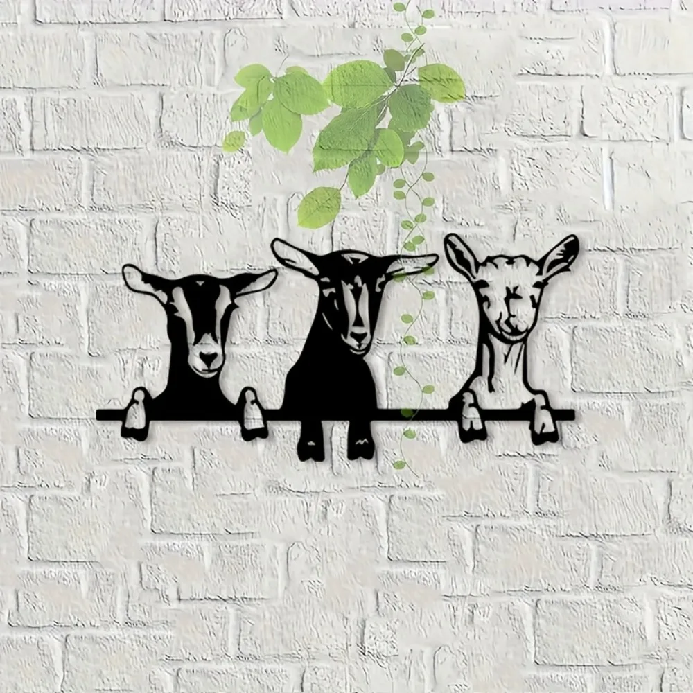 Goat Iron Wall Art Rustic Farm Animal Silhouette Metal Sculpture Living Room Farmhouse Countryside Rustproof Decor Gift Ornament