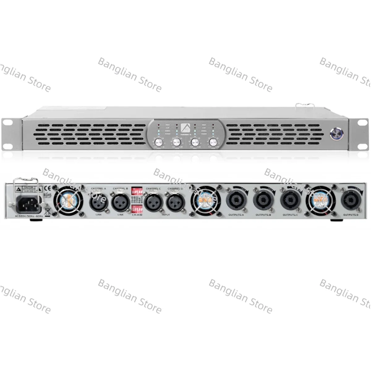 Professional Audio Power Amplifier, 4 Channels, 1U Digital Power Amplifier, DJ Mixer, Audio Line Array Speakers