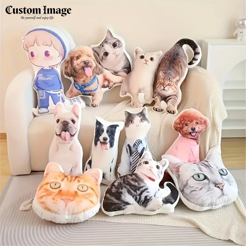 

1PC Custom Any Photo Pet Pillow, Funny Double-sided Special Shape Memorial Cushion,Soft Comfortable, Perfect Gift for Pet Lovers