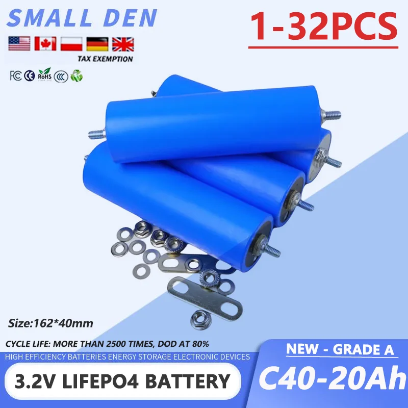 EVE C40 20Ah lifepo4 cylindrical Cell 40135 3.2V lifepo4 battery Rechargeable 20000mAh Lithium Iron Phosphate for DIY 12V 48V