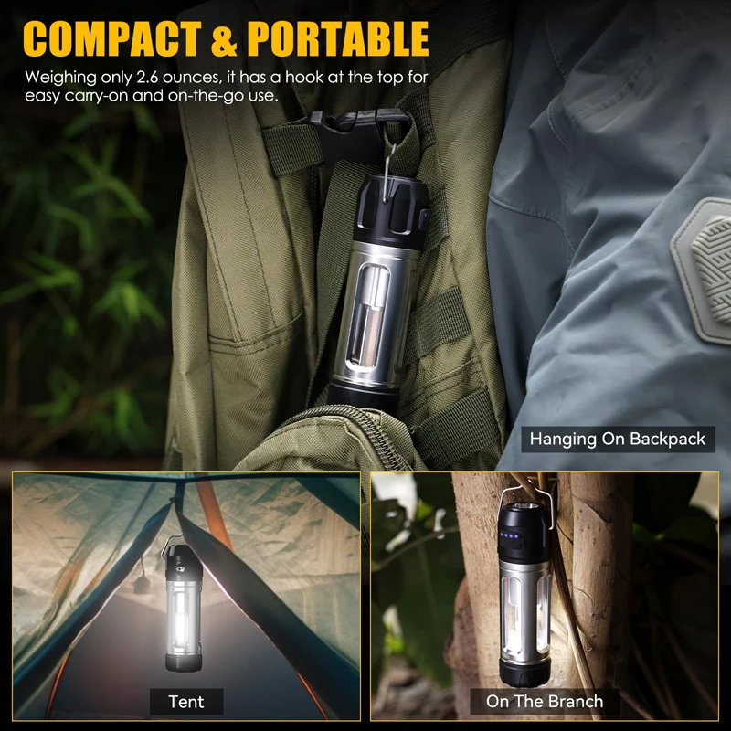2-in-1 فانوس التخييم مصباح يدوي في الهواء الطلق المحمولة ضوء المغناطيس القائم على ضوء فلاش للتخييم والمشي لمسافات طويلة والصيانة والطوارئ #5