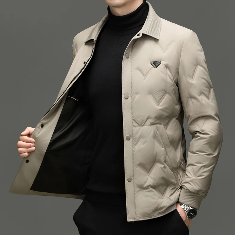 

Real 90% Goose Down Jacket Lightweight Men Winter Warm Coat High Luxury Single Breasted Male Thermal Goose Down Clothes