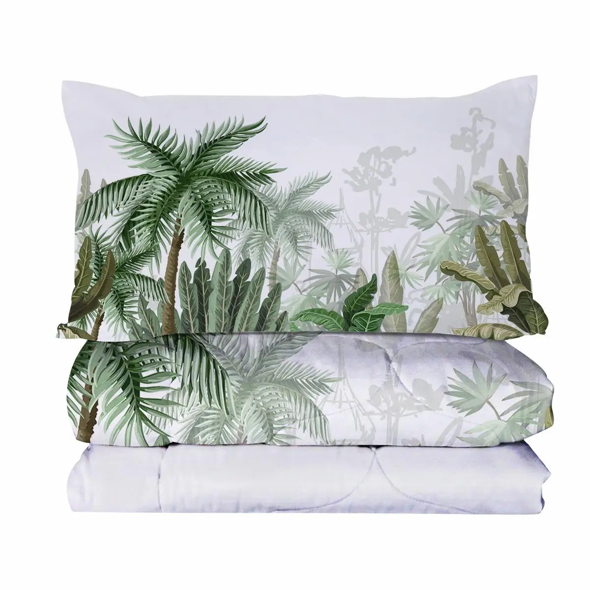 3 Pieces Coconut Tree Comforter Set Full Size for home Bedroom Banana Tree Bedding Set Down Alternative