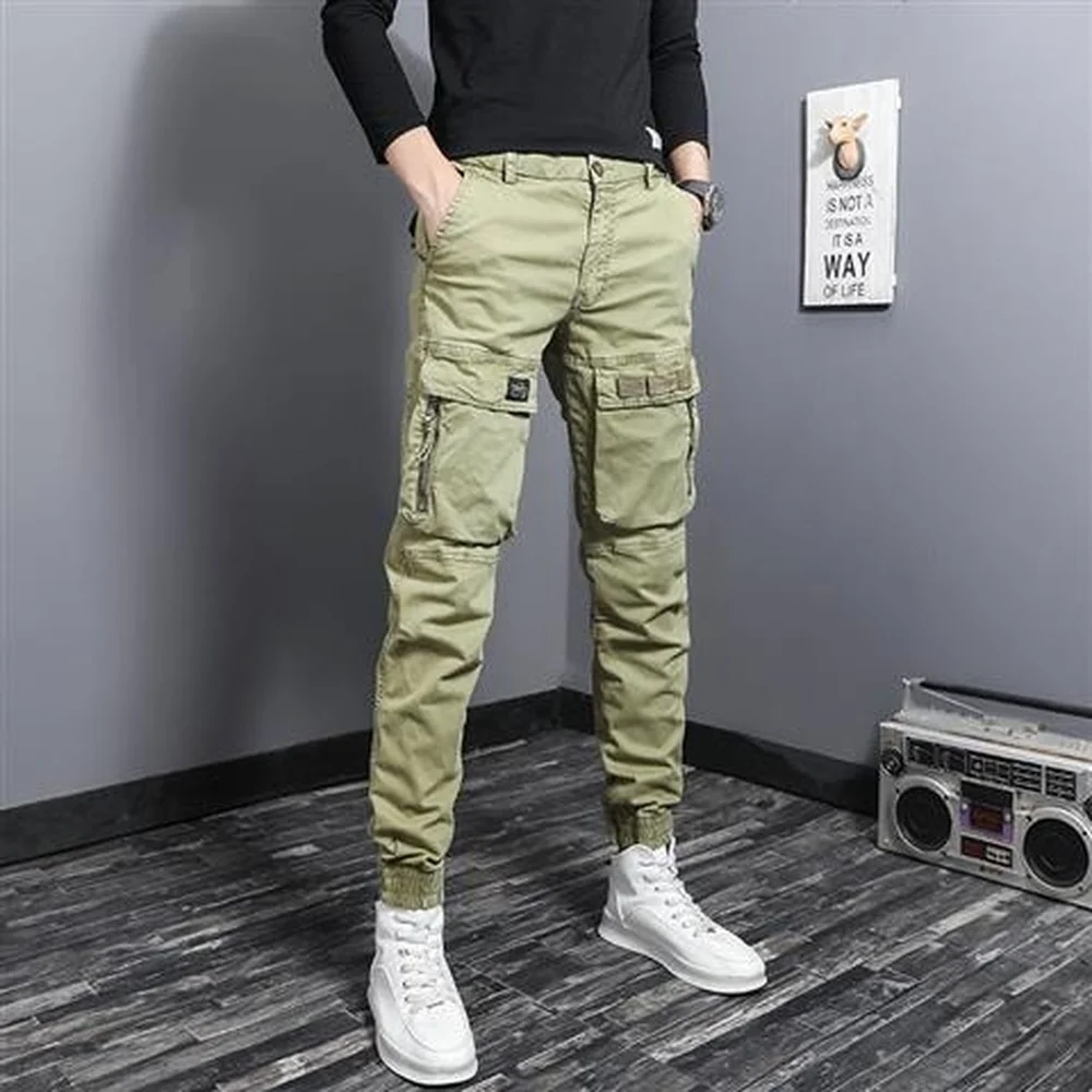 

2022 Men's Fashion Cargo Pants Spring Autumn Streetwear Outdoor Plus Size Solid Joggers Male Casual Loose Trousers Male T202