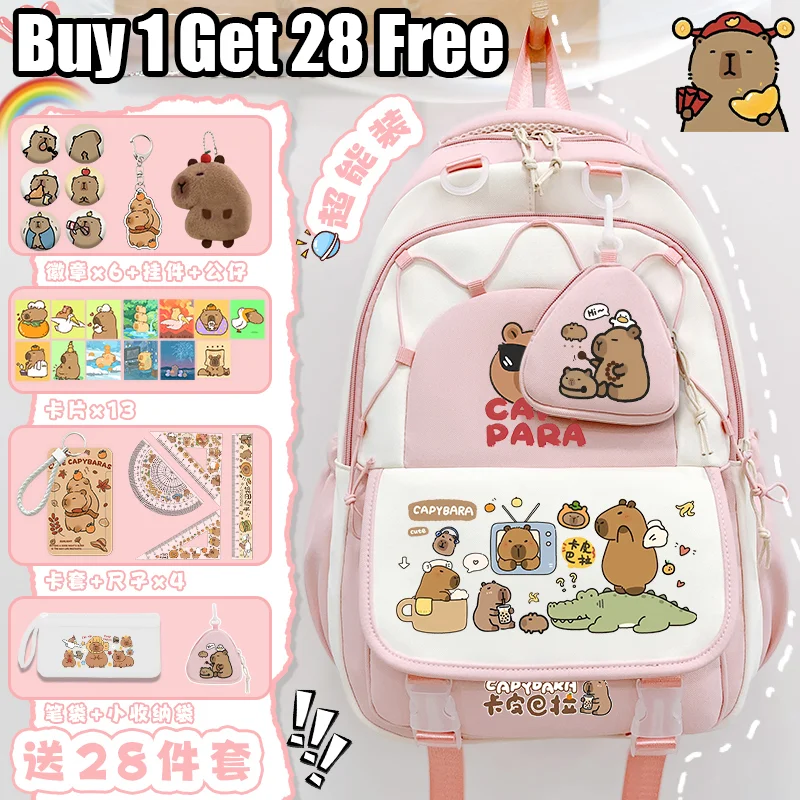 Capibara Backpack 2025 New Model Cute School Bag Fashion Cartoon Print Campus Backpack Teenager's Back to School Backpack