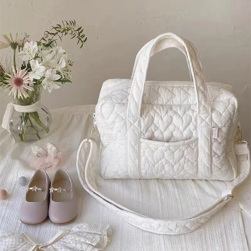 

New Korean Mom Bag Storage Bag Cotton Quilted Large Capacity Mommy Bag Fashion Multi-functional Handbag Lightweight Diagonal