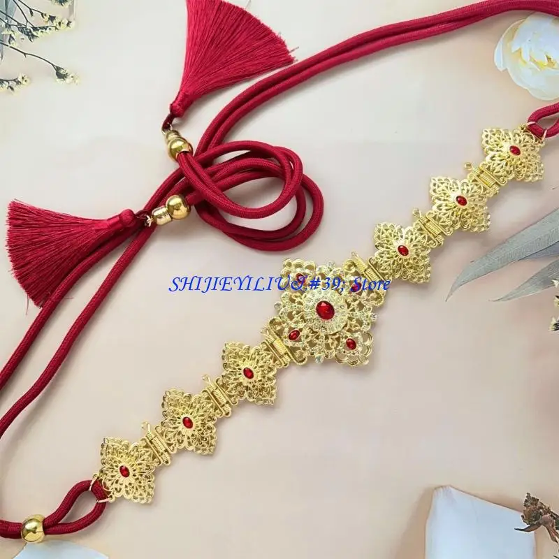 

E21F Элегантный марокканский регулируемый ремень, украшенный стразами, с прочным металлическим каркасом для официального