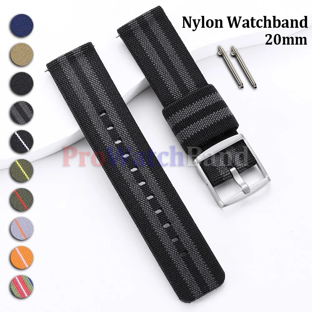 

Military Elastic Nylon Watch Band for Seiko for Rolex for Omage Strap 20mm Woven Canvas Men's Sport Wristband Quick Release Belt