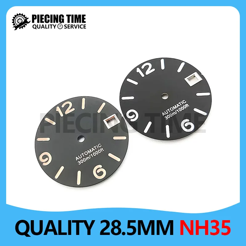 

High Quality 28.5mm Nh35 Watch Dial, Bright Green Glow Suitable For Japanese Nh35/NH36/4R/7S Movement Module Accessories