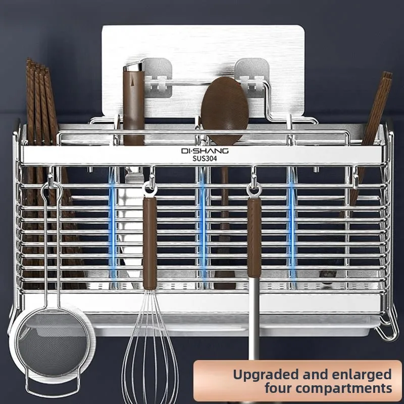 

Настенный органайзер для палочек и ложек из нержавеющей стали 304, корзина для хранения кухонных принадлежностей для дома и столовой