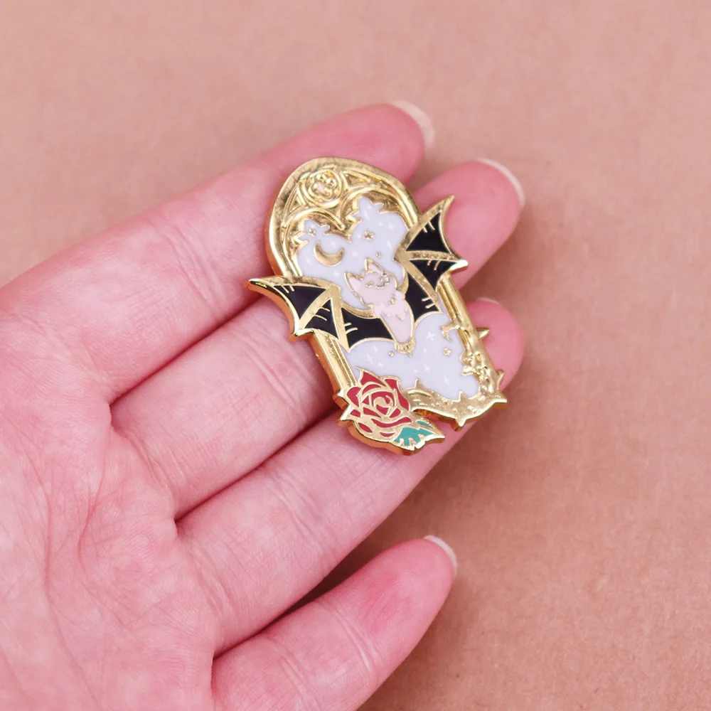 هالوين لطيف شبح الخفافيش الحيوان زهرة بروش المينا شارة بدبوس للملابس قبعة حقائب الظهر جاكيتات قميص الديكور #4