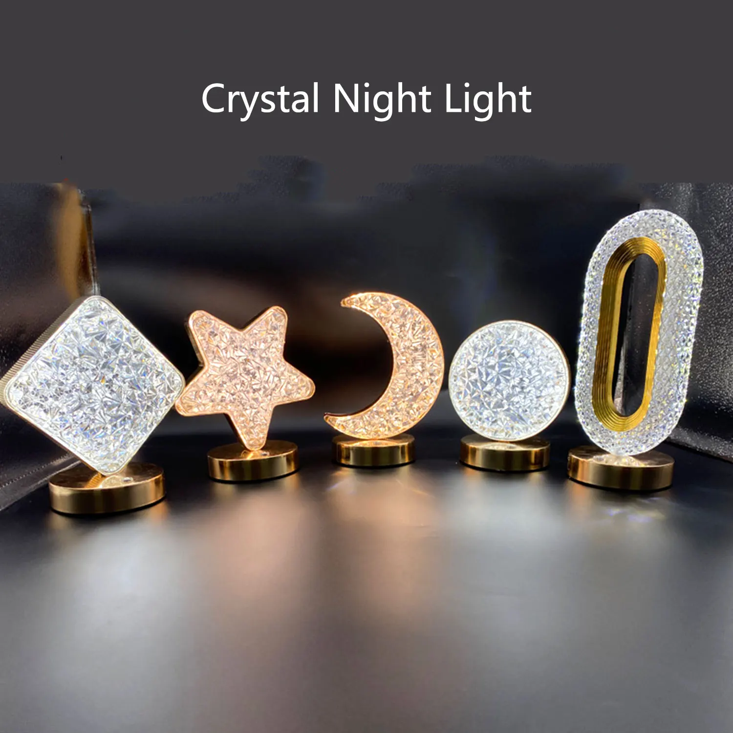 

Портативный перезаряжаемый хрустальный звездный лунный светильник, 3-цветный затемняющий окружающий настольный лунный светильник, рождественский праздничный подарок, ночник