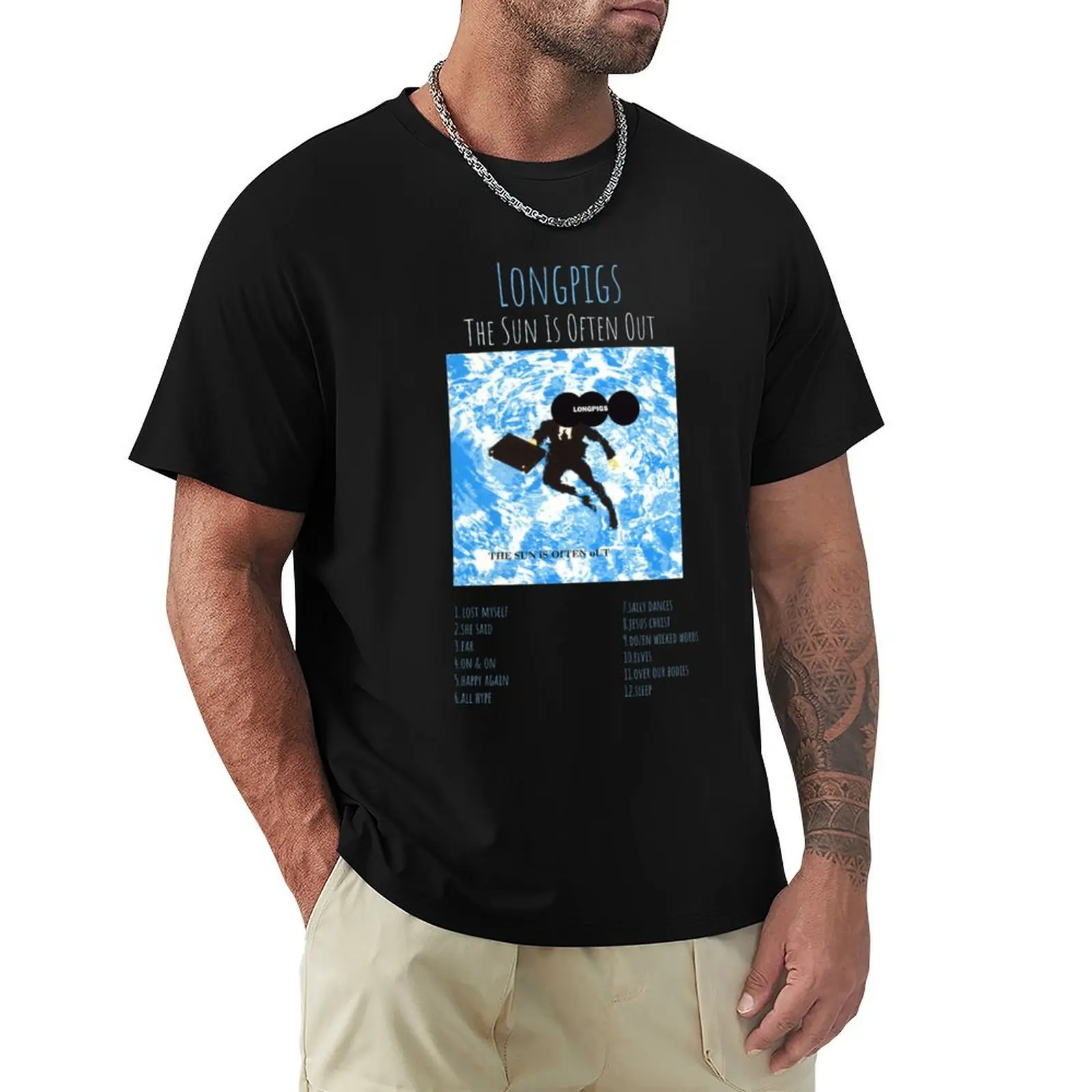 Longpigs - The Sun Is Often Out - Album TRACKLIST Logo Essential . T-Shirt Daily Casual Short Sleeve Tee Shirt