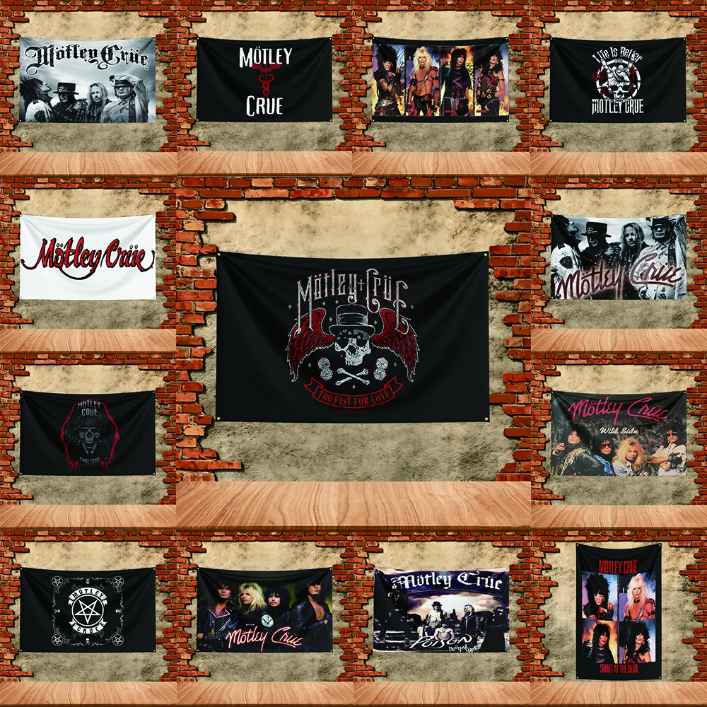 Music Band Flag  for Motley Crue Fans Banner Custom any Image Garage Bedroom Living Room Dorm Wall Hanging Decor Tapestry