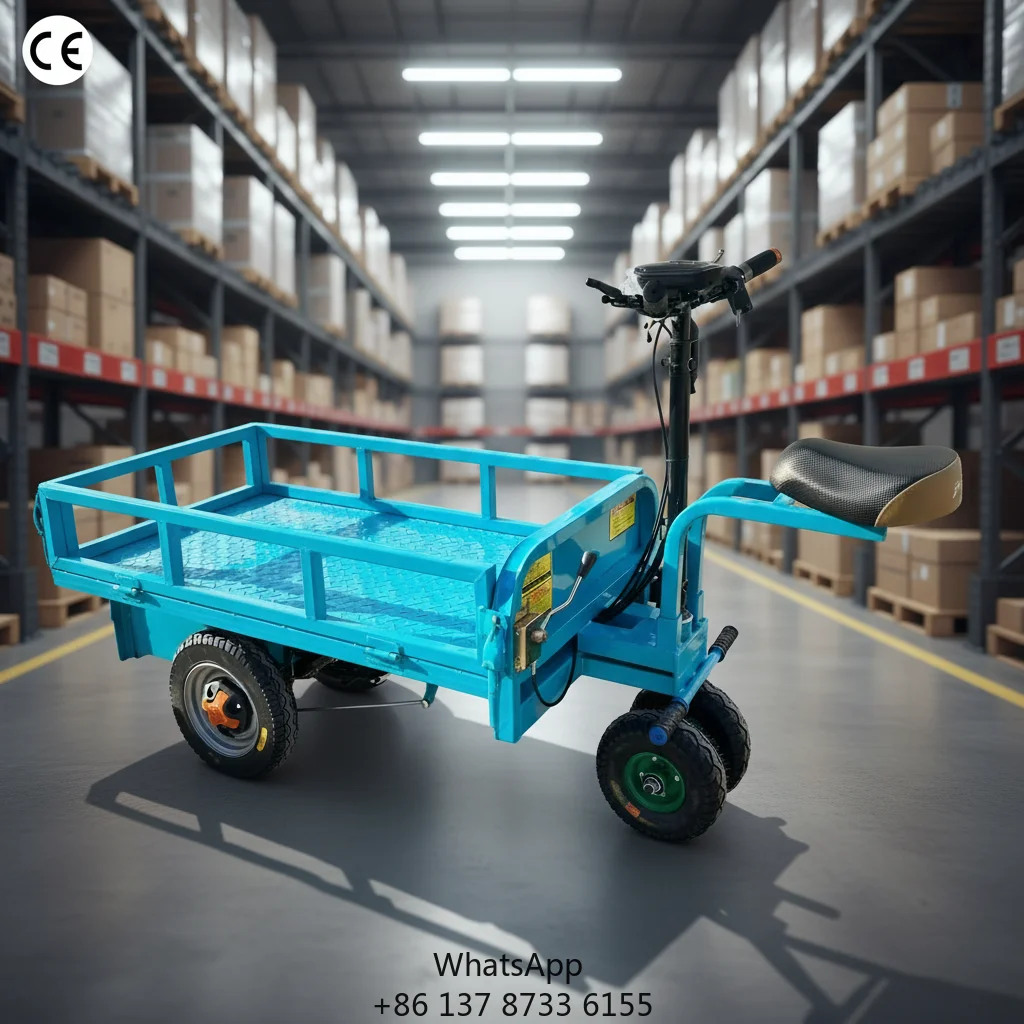 Heavy-Duty 600kg Load Capacity Electric Utility Cart Four-Wheel Transport TrolleyElectric Flatbed Trolley