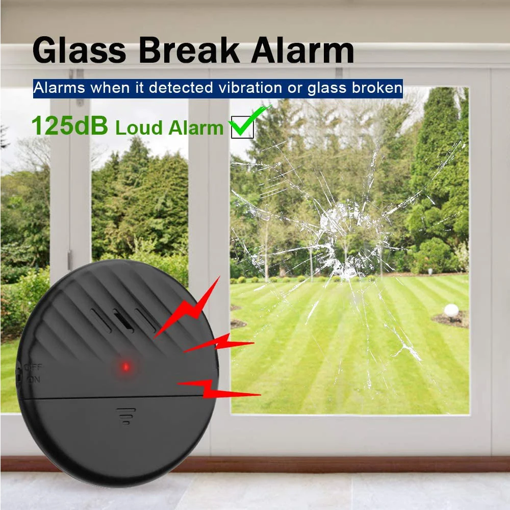 WSDCAM 125dB Vibration Alarm Glass Vibration Break Detector Door Window Vibration Alarm For Warning Burglars Anti-Theft Security