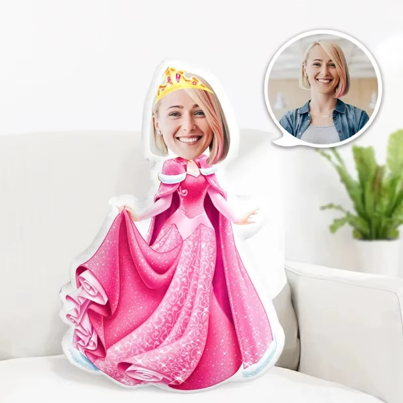 Custom Photo Face Pillow Personalized Queen Size Minime Doll Unique Original Gift For Her