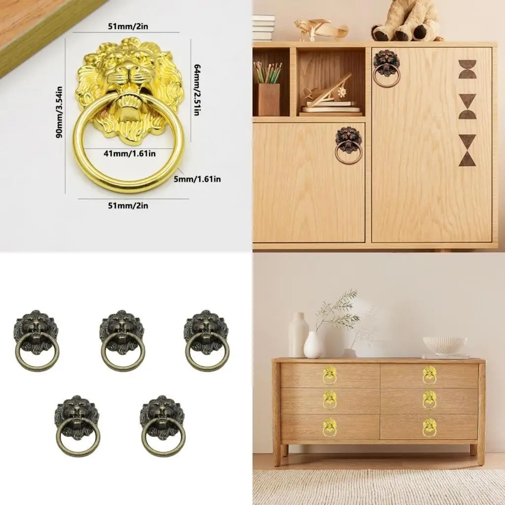 

652F Pack of 5 Antique Styles Alloy Drawer Handle for Home Decoration Daily Use