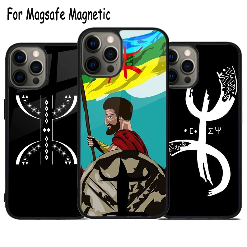 Amazigh Symbol Berber Academy Wireless Charge Magsafe Phone Case For iPhone 15 16 14 13 11 12 Pro Max Plus Magnetic Bumper Cover