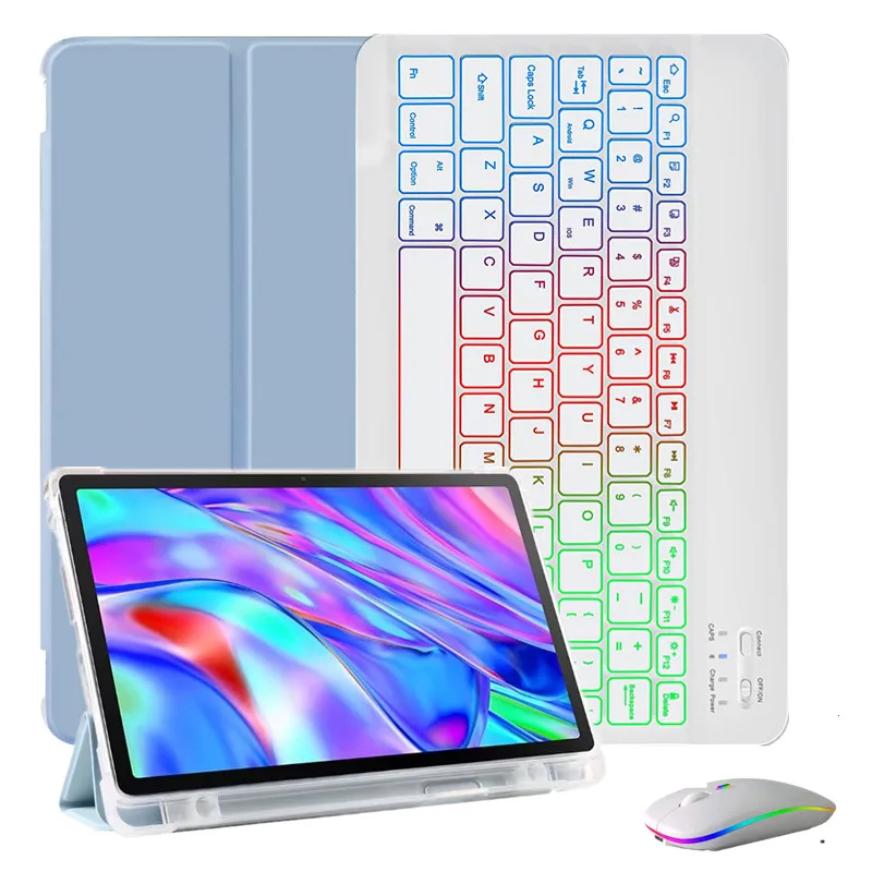 Etui na klawiaturę Lenovo Tab M10 Plus 3. generacji 10.6\'\' TB128FU TB125FU z uchwytem na ołówek Rainbow Backlit Teclado