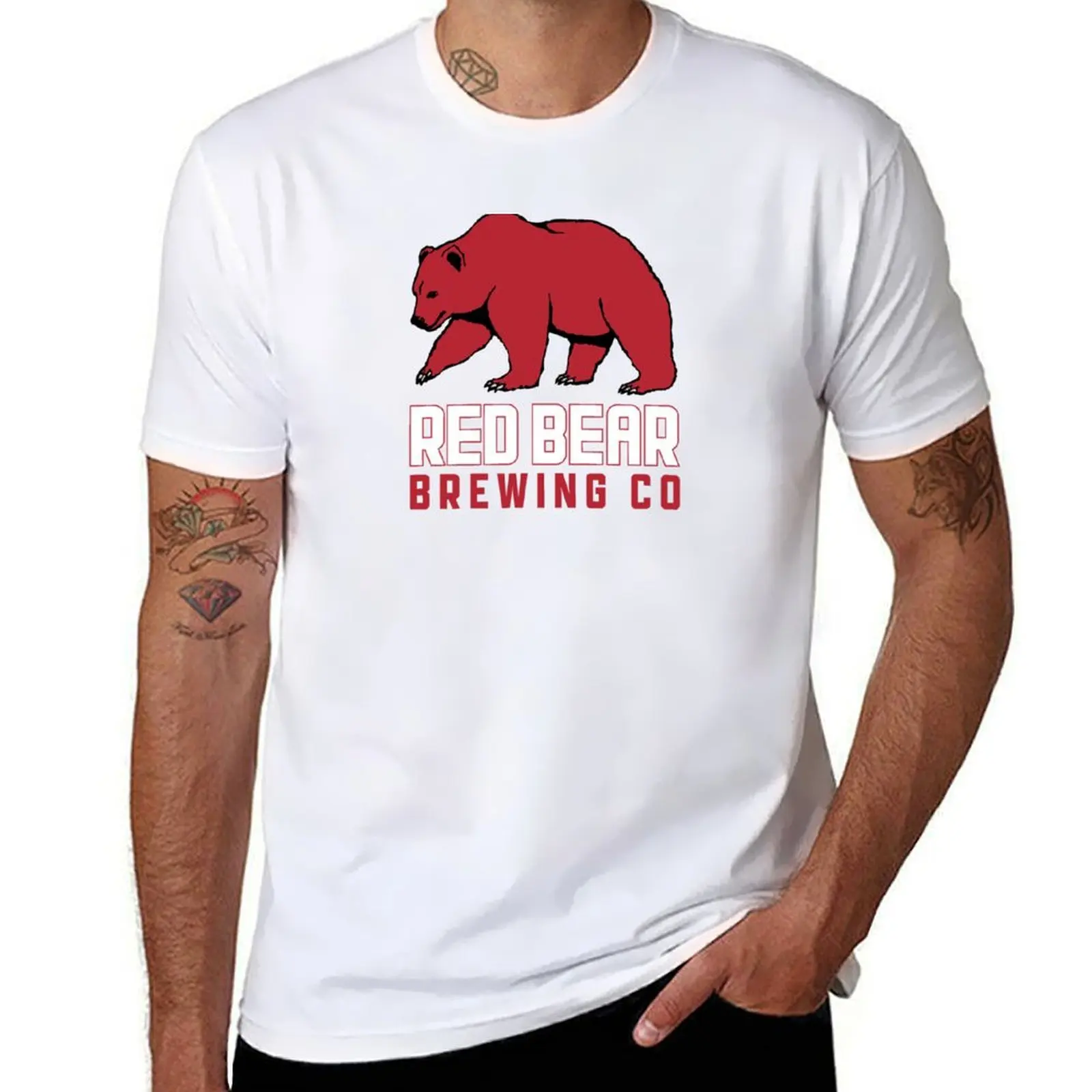 

Футболка Red Bear Brewing Company, мужская однотонная хлопковая футболка, мужские футболки высокого качества, футболка люксового бренда