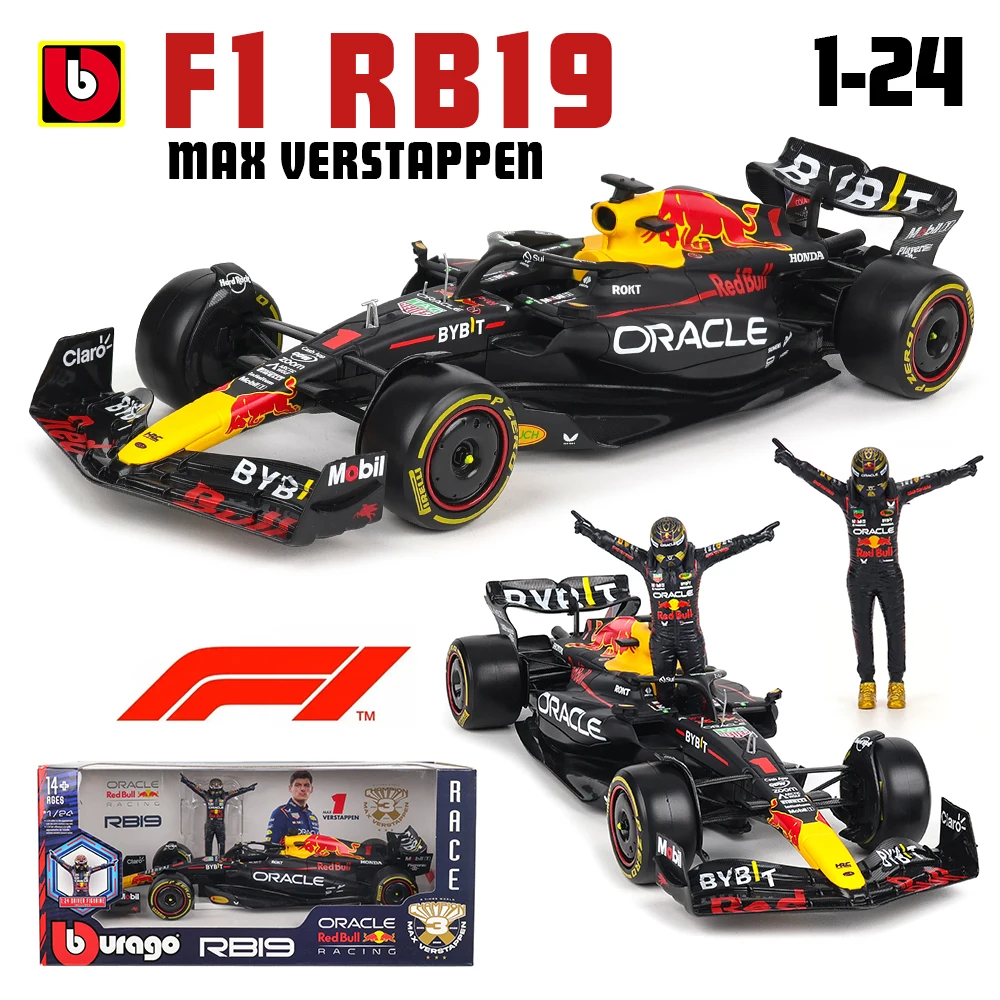 Bburago 1:24 2023 F1 Mercedes-AMG W14 + ชนะตุ๊กตา44 # HAMILTON 63 # Russell สีสูตรหนึ่งโลหะผสมโมเดลรถยนต์ของเล่นสุด