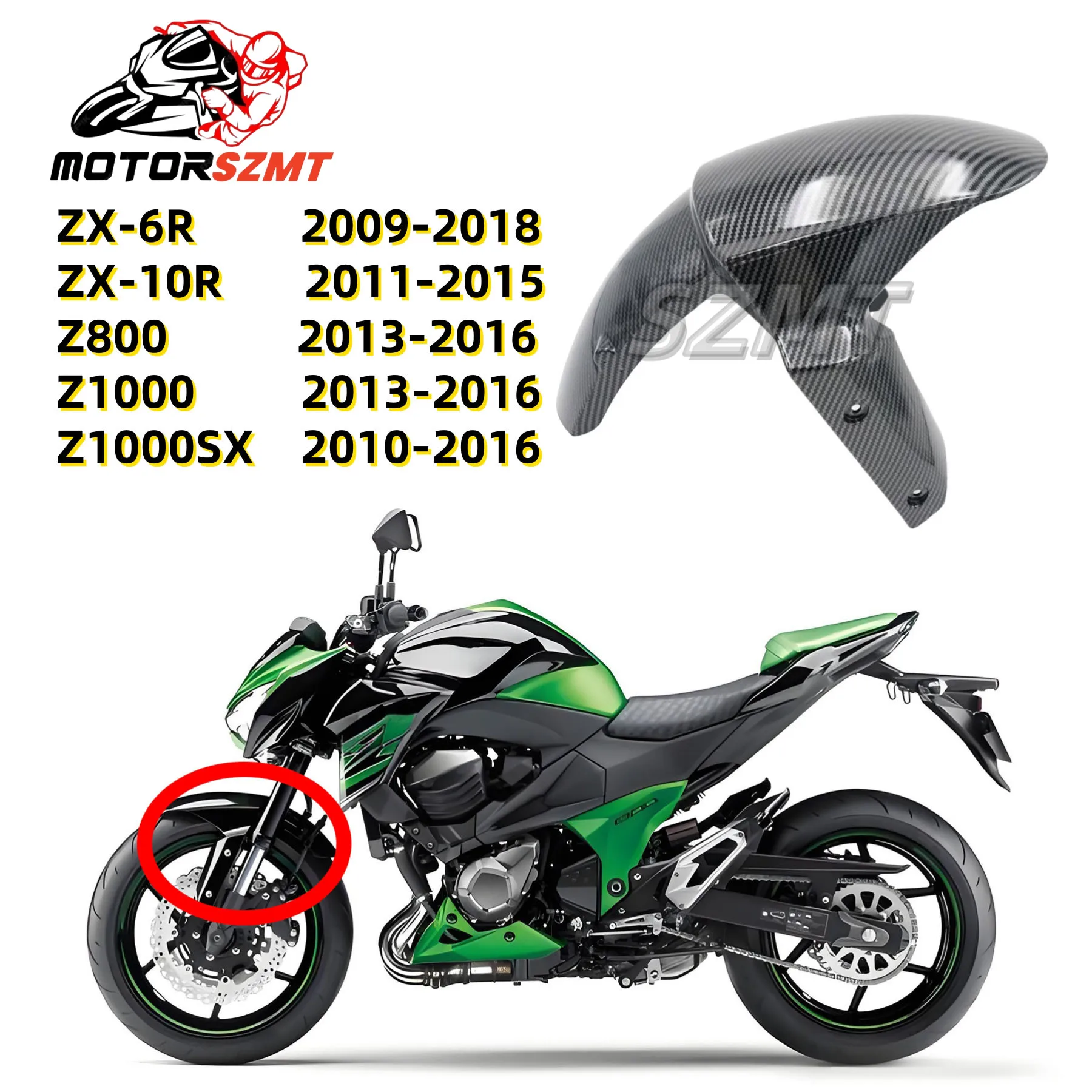 

For KAWASAKI ZX10R 2011-2015 Front Fender Mudguard Protector for ZX6R 2009-2018 Z800 2013-2022
