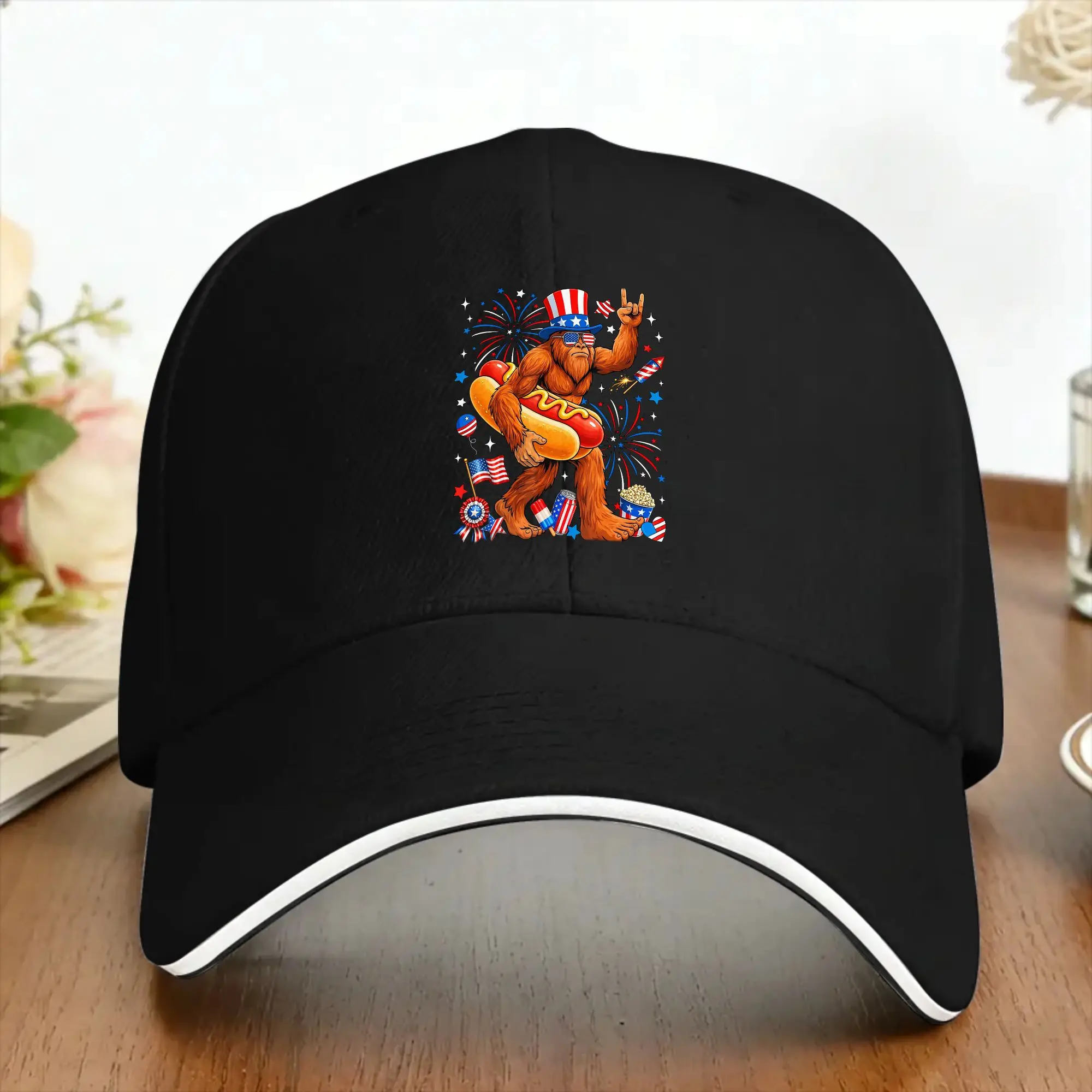 Bigfoot 4th of July Sasquatch American Flag Sun Baseball Cap  Summer Fashion Hip Hop Hats For Men Tennis Skate Baseball Caps