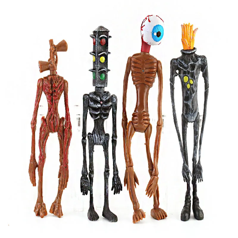 4Pcs/set Cartoon Siren Head Action Figure Model Creative PVC Horror Sculpture With Light Glow Toy For Children Boys Collection