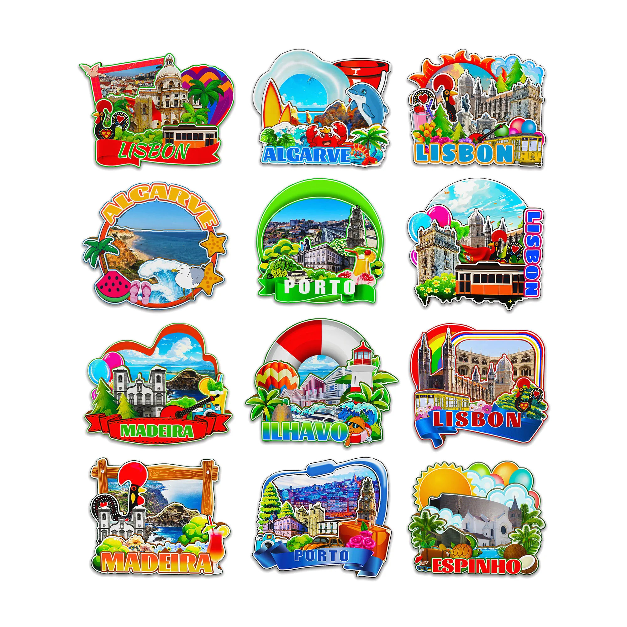 Декоративные магниты для Porto Algarve Madeira Lisbon Ilhavo, Португалия, городской достопримечательности, сувениры, 3D деревянные наклейки на холодильник, восхитительные