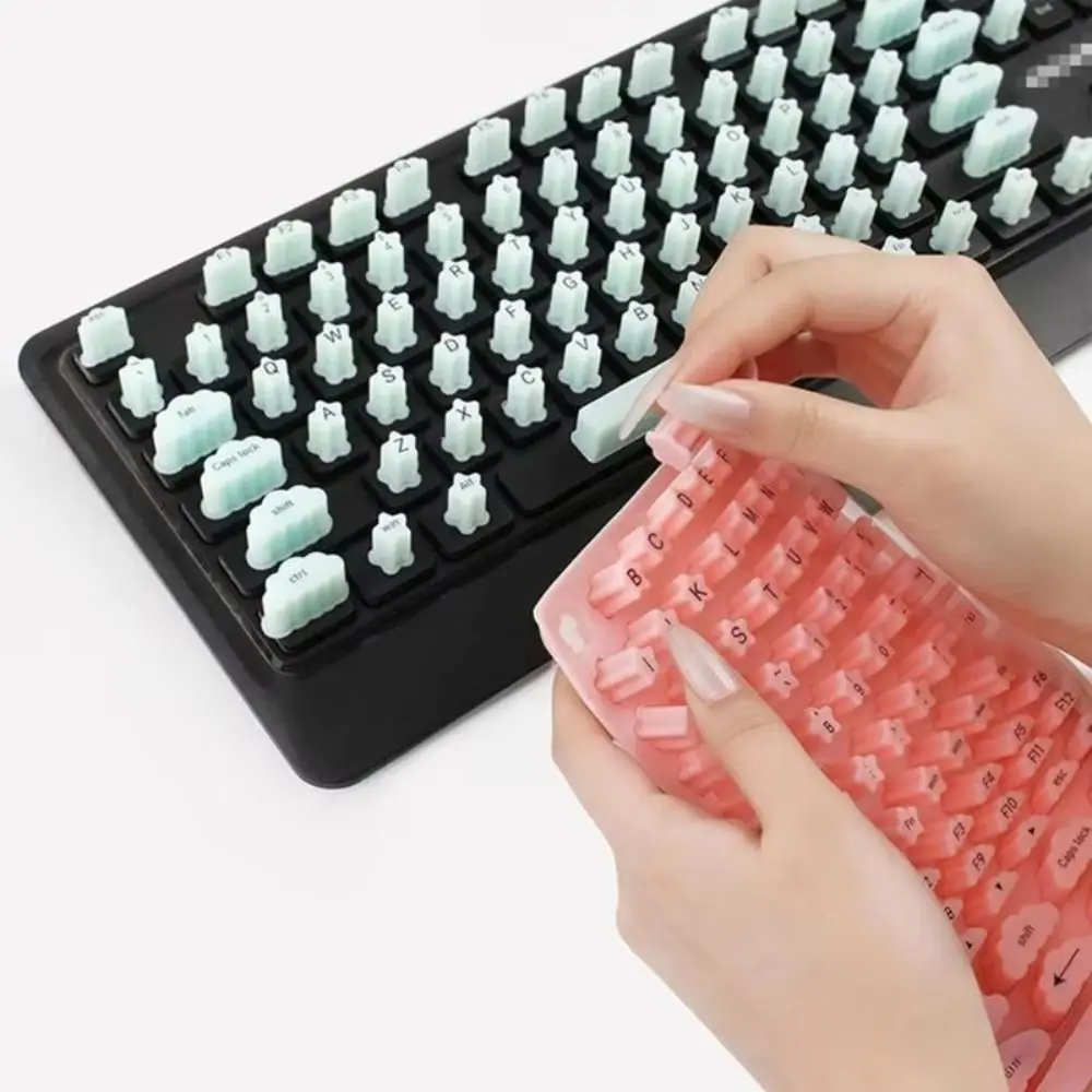 Dust Proof Raised Keyboard Stickers Soft Silicone Button Cap Long Nail Typing Tools Protective Film Scratch Proof